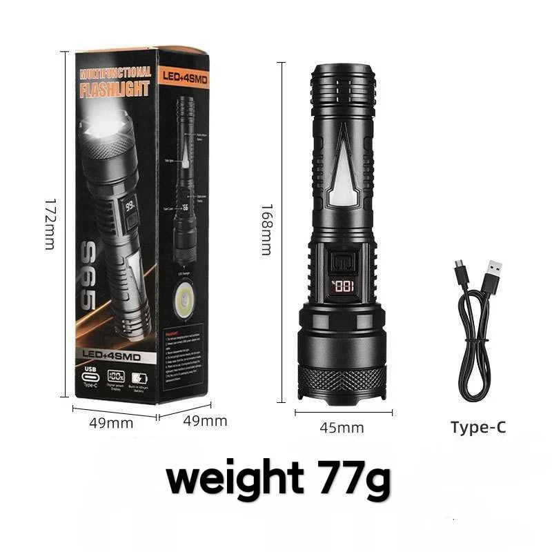 1500W Super Portable Rechargeable Led Lamp Built-in BatteryWaterproof High Power Led Flashlight White Laser Outdoor Torch Light