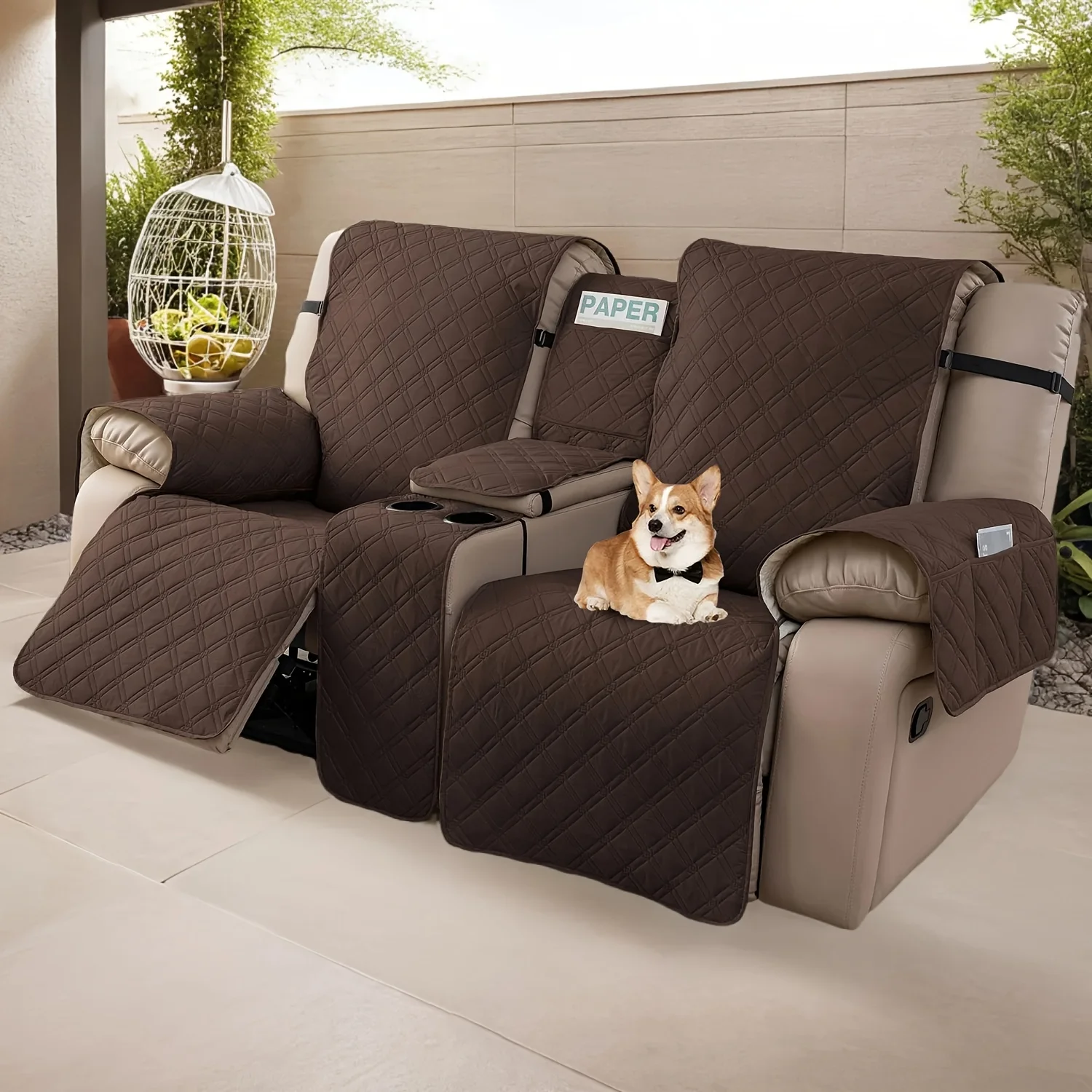

4pcs/set Sofa Cover With Console, Split Sofa Cover, Multifunctional Lounge Chair Cover With Practical Pocket - Easy To Install,
