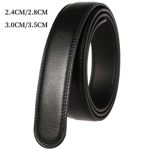 2.4/2.8/3.0/3.5CM Wide (Without Buckle) Men Ratchet Cow Leather Belt Strap Replacement for Men's Auto Lock Buckle Belt