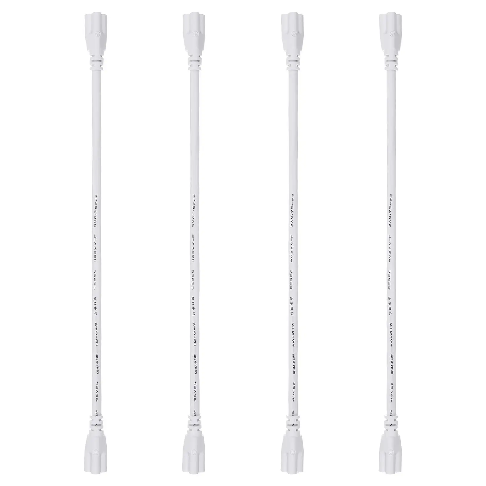 

4 Pcs Integrated LED Wire Tube Light Cable Extension Cord Connector White Power