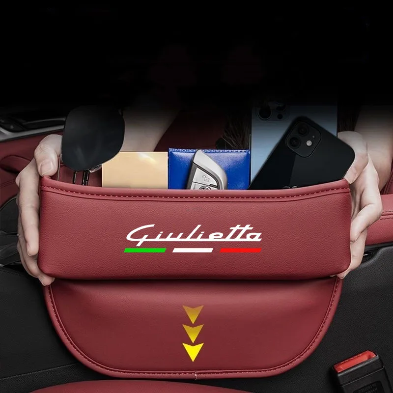 Organizador de asiento de coche, caja de almacenamiento de grietas de cuero para accesorios de automóvil Alfa Romeo GIULIETTA