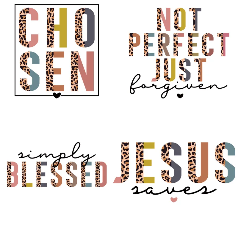 

4piece God will bless you Alphabet Exquisite cartoon patterns Stickers Patches Arts Crafts Clothes Transfer DIY Accessory Iron