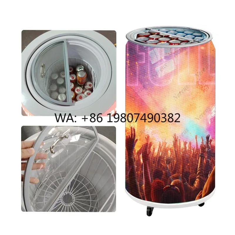 50L Cooling Can LED Display 4G 5G WiFi APP Programmable Control Commercial Beer Drink Advertising Screen