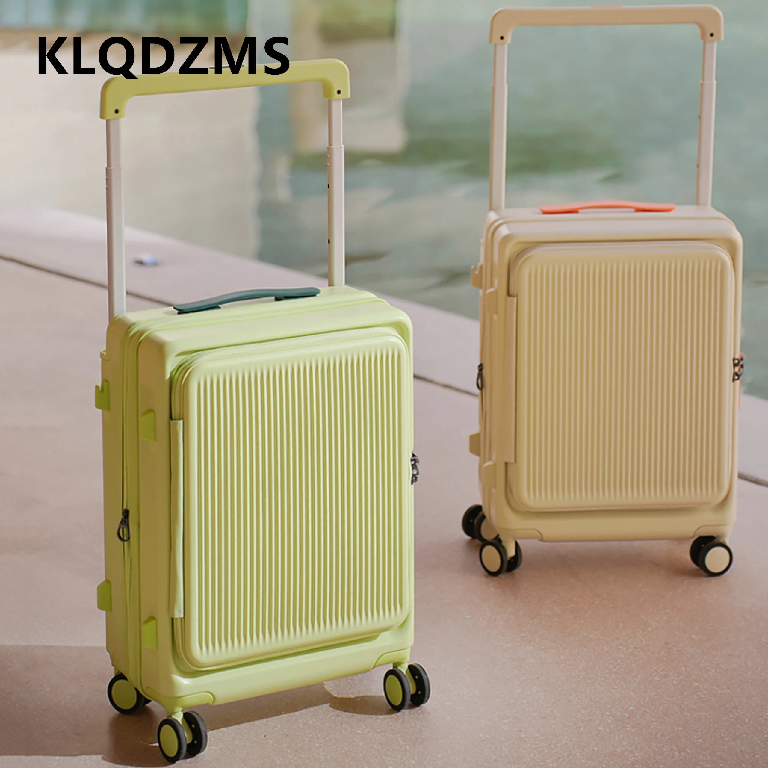 

KLQDZMS Multifunctional Suitcase New Side Opening Lid Boarding Box 20"24 Inch Trolley Case Women's Carry-on Travel Luggage