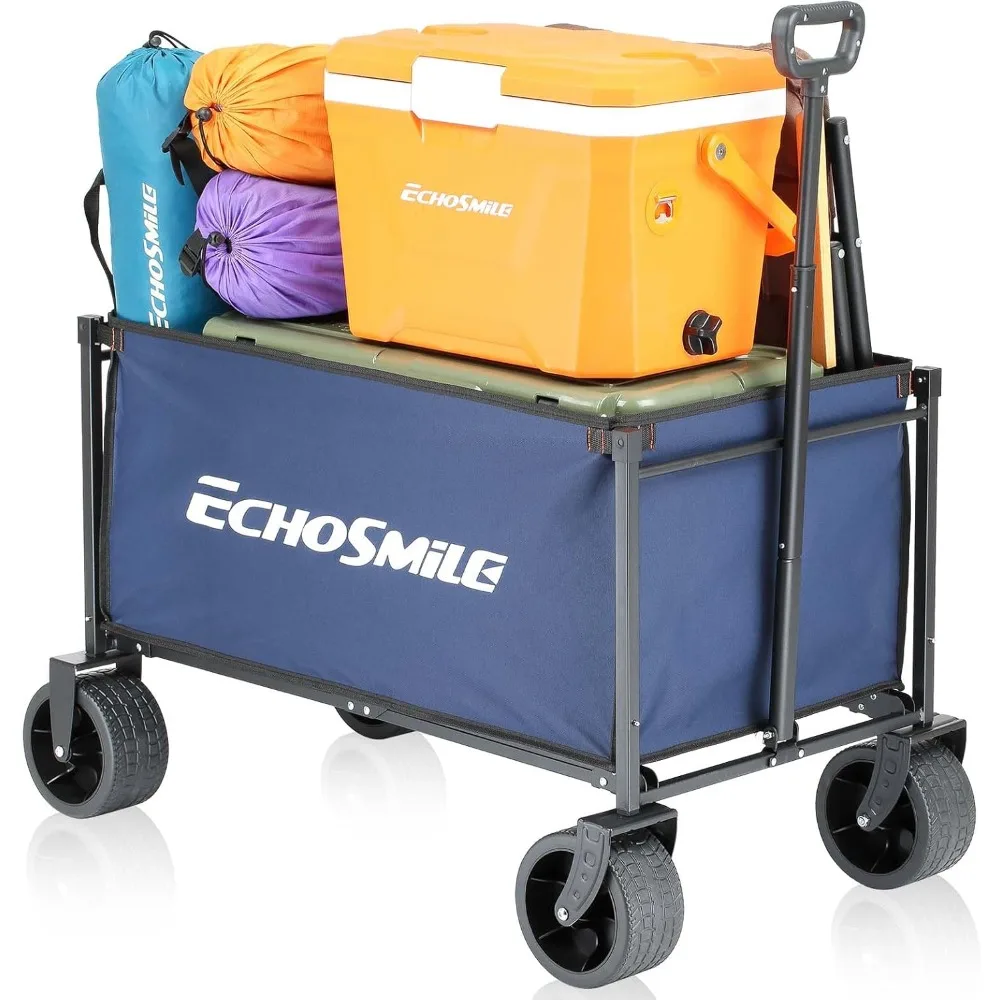

Collapsible Folding Wagon Cart with All-Terrain Wide Wheels, Heavy Duty Garden Cart with 350lbs Capacity,Portable Lightweight R