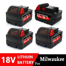 New 100% Original 12000mAh For Milwaukee M18 Power Tool Battery, BR, XC, 18V, 12000mAh M18B5, 48-11-1860, Built-in 18650 Battery