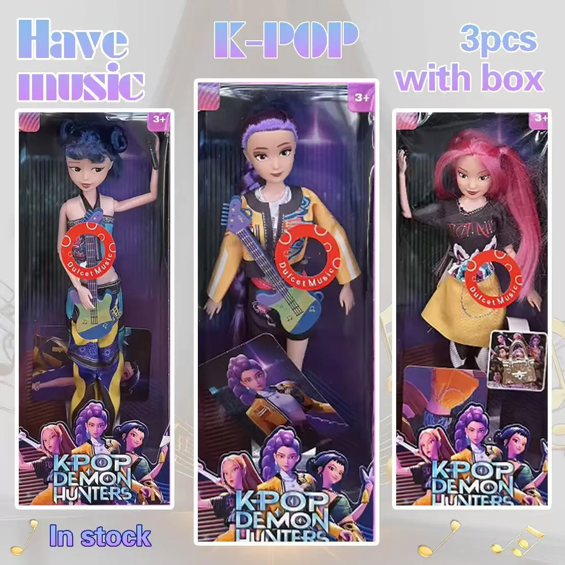   وظيفة الموسيقى Kpop شيطان الصيادين دمية لطيفة-Derpys Tiger Rumi Zoey Mira، لعبة رائعة قابلة للجمع لمحبي هدية العيد