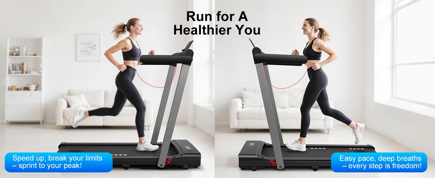 3-in-1 Klappbares Laufband 2,5 PS Geräuscharmer Motor Bluetooth-Lautsprecher 12km/h 12 Programme Dual-LED Heim- und Büro-Fitnessgerät – Detail 5
