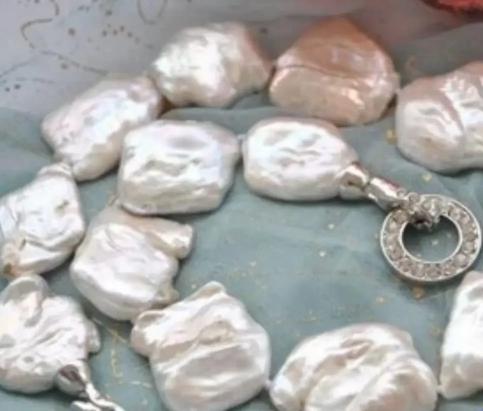 

HUGE 18" WHITE BAROQUE KESHI REBORN PEARL NECKLACE 18inch
