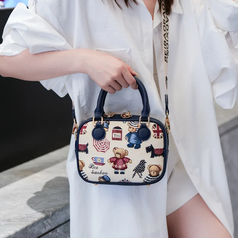 

Популярный высококачественный дизайн, новая сумка-мессенджер с вышивкой медведя, модная сумка через плечо, высококачественная сумка для поездок на работу