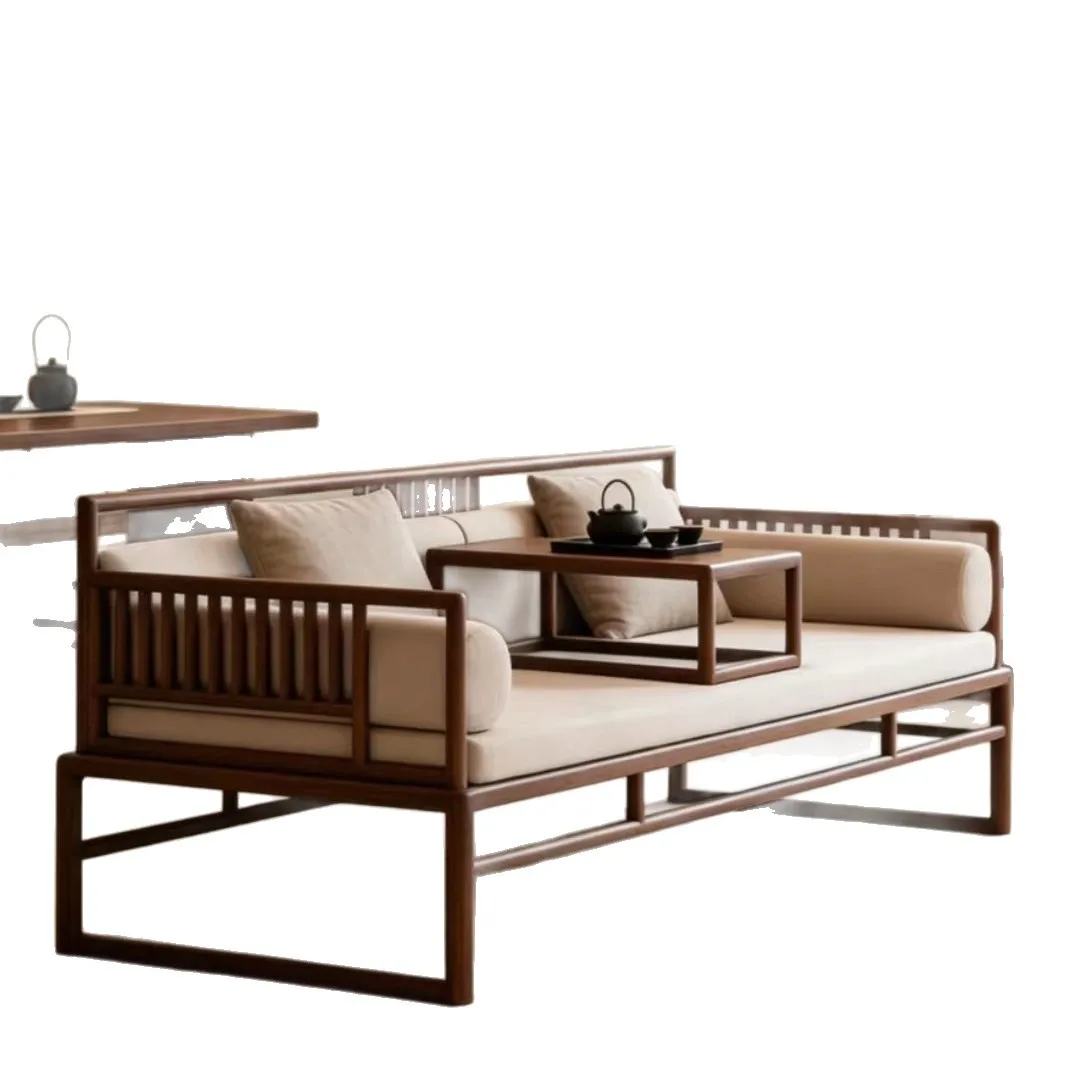 Black walnut chauffeur couch, new Chinese style, black walnut arhat bed, black walnut mortise and tenon Zen bed, sofa bed