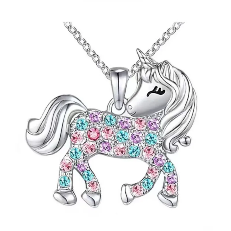 Fashion Unicorn Necklace for Women and Men Zircon Pendant Animal Cartoon Children's Necklace for Women and Men for Women Birthda