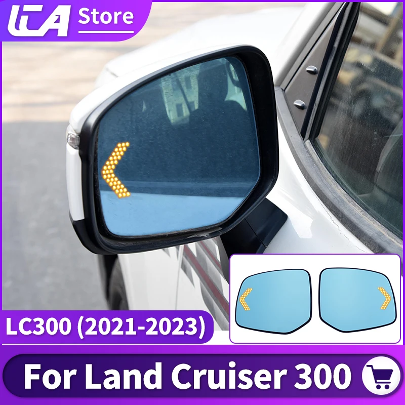 For 2021 2022 2023 Toyota Land Cruiser 300 Side Rearview Mirror LED Large Vision Heating Blue filter LC300 Exterior Accessories