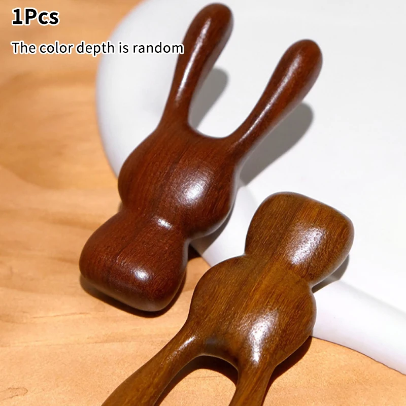 Sandalwood Rabbit Shape Hair Comb Scalp Eye Relax Acupoint Massager Portable Wooden Handle Comb Anti-static Styling Tool