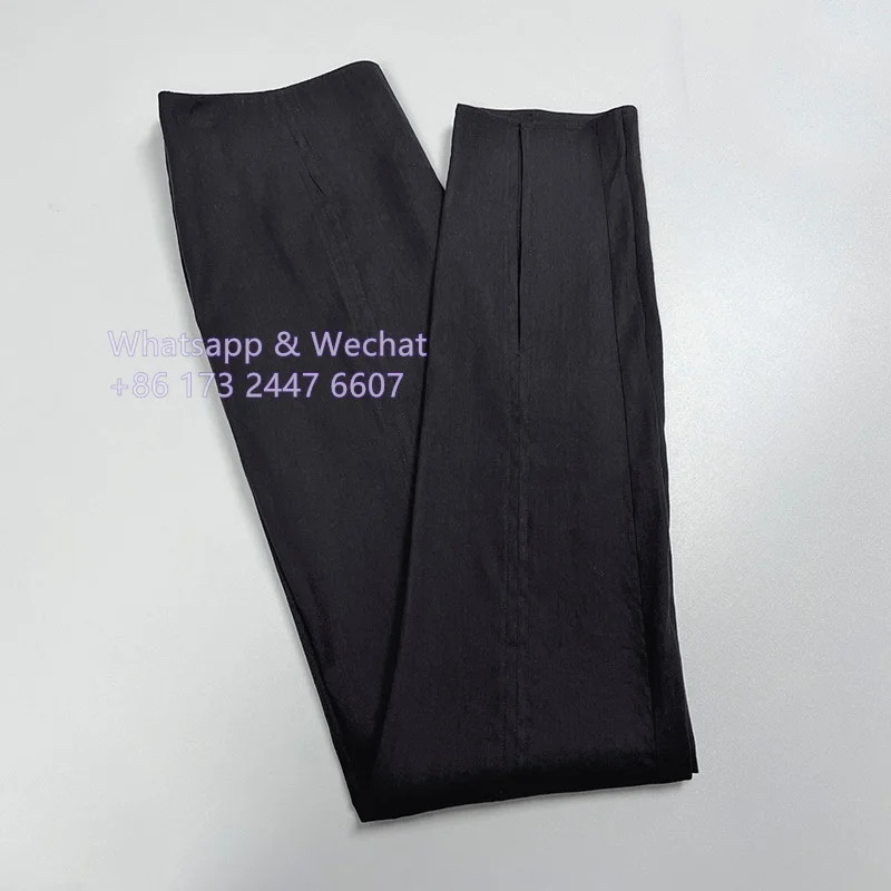 Brand-Tot* spring/fall women legging linen viscose skinny front slit high waist casual pants  size zipper