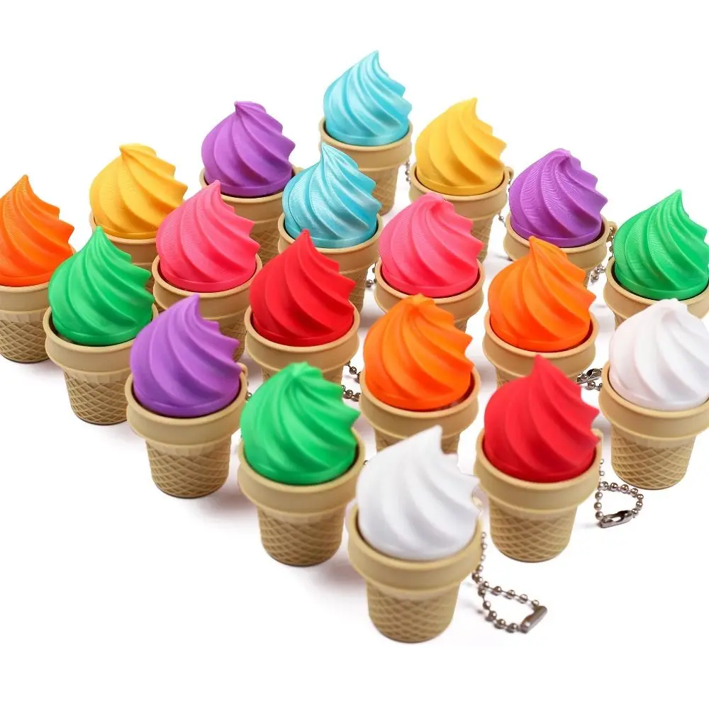 3D Printed Ice Cream Cone Fidget Sensory Finger Press Clicker Keychain Bag Pendant PLA Material Keyboard Clicker Adult