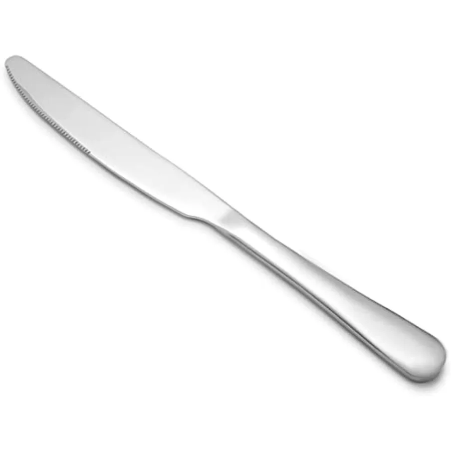 

Набор из 12 обеденных ножей из нержавеющей стали, набор столовых ножей для стейка для 12 человек, 9-дюймовые обеденные ножи с серебряной отделкой и Ergonomi