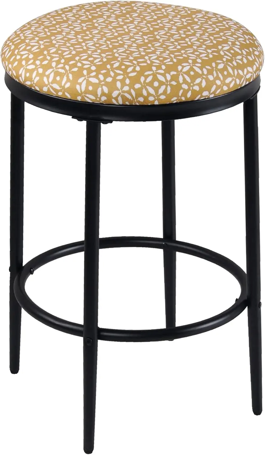 

Upholstered Metal Barstool, Fabric Side Chairs For Dining Room, Kitchen And Living Room - Golden Yellow Print
