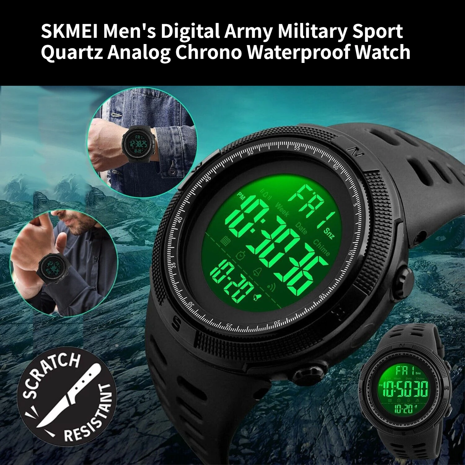 

SKMEI Men's Digital Army Military Sport Quartz Analog Chrono Waterproof Watch