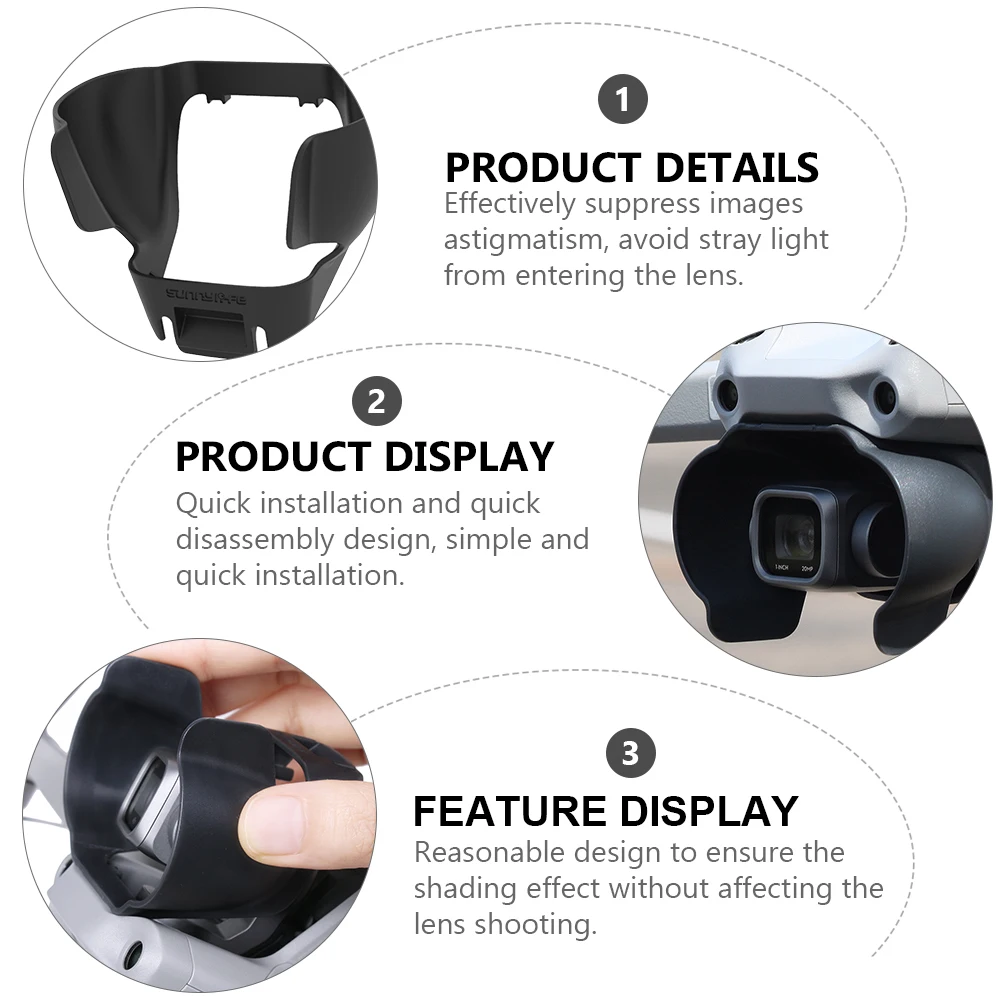 

Camera Lens Hood Black Effective Shading No Loosening Quick Assembly Reliable Design for Drone Photography