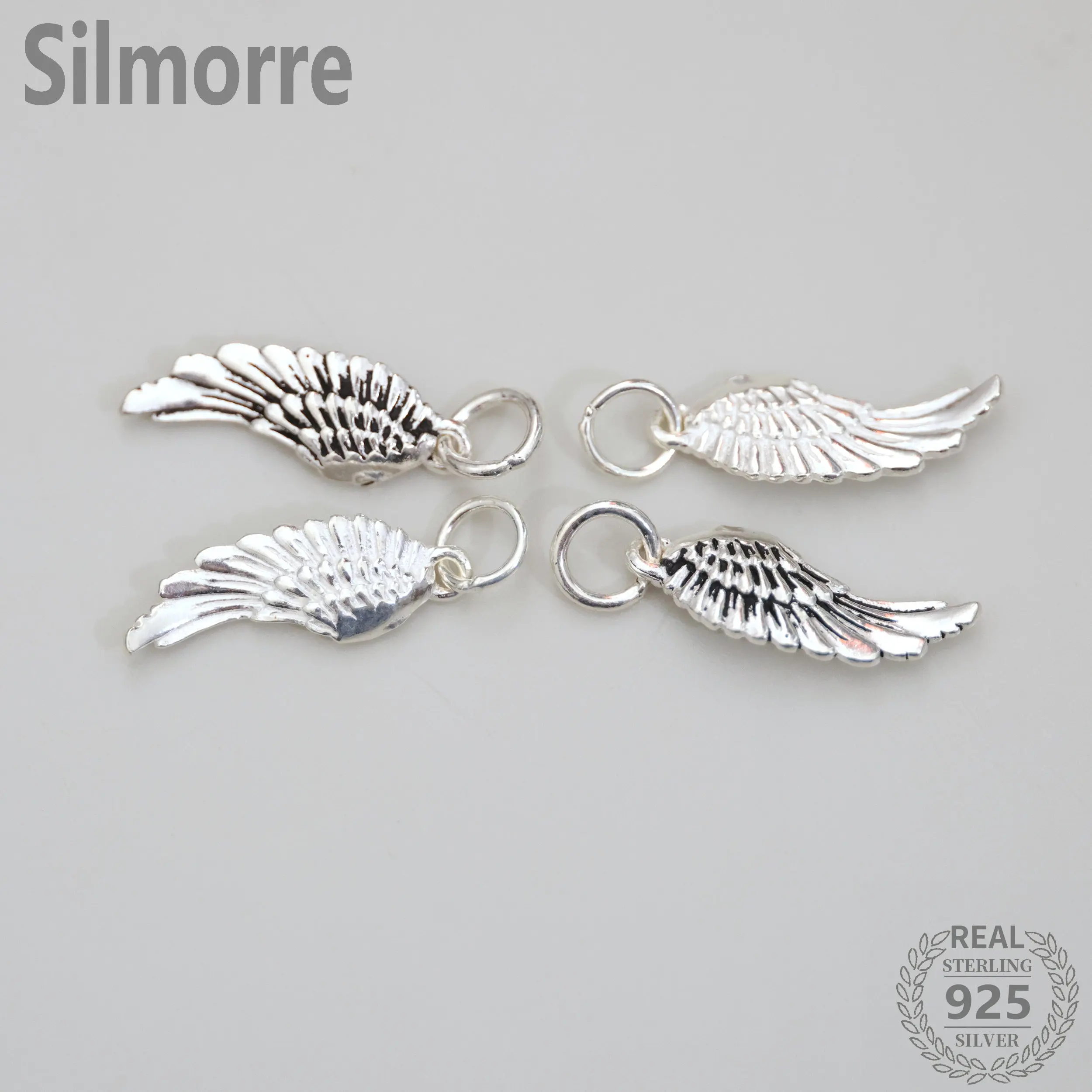 1PC 100% Solid 925 Sterling Silver Wing Charm Pendant for Diy Fine Jewelry Finding  JQ0082