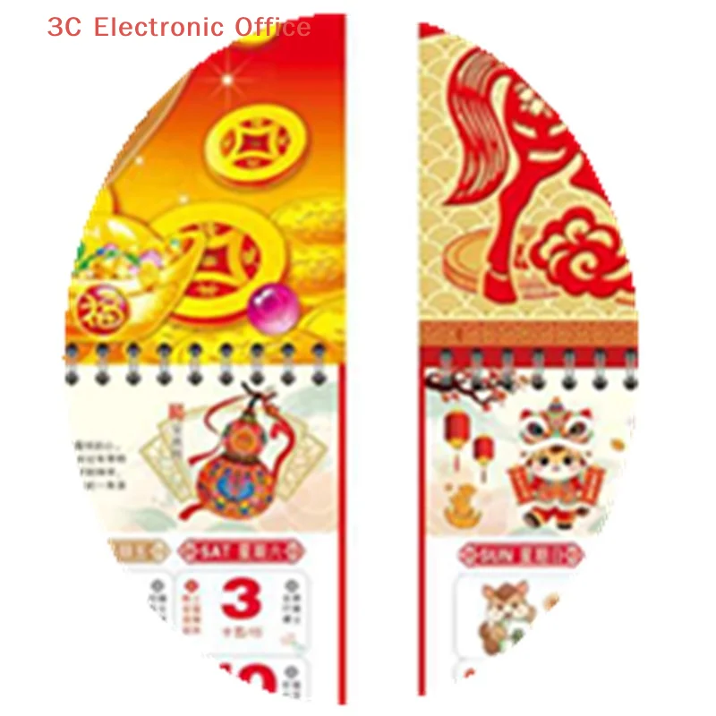 

[3SC] 2026 год, настенные календари с изображением лошади, китайский Новый год, традиционный ежемесячный календарь, настенное украшение для дома и офиса