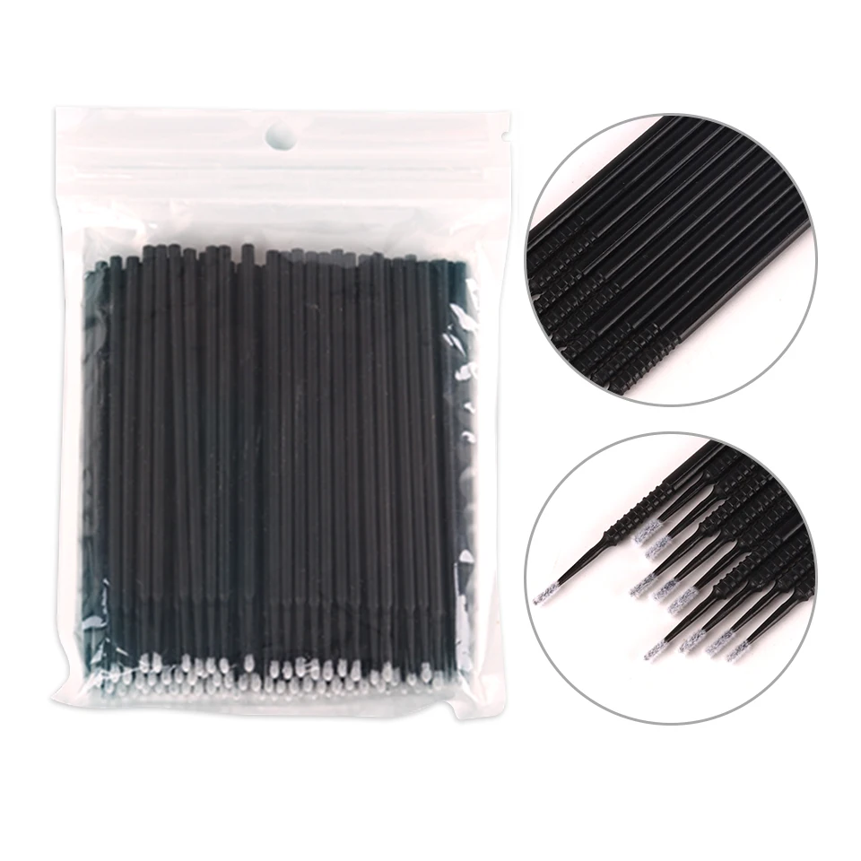 100 stks/set Wegwerp MicroBrush Wimpers Borstel Uitbreiding Individuele Lash Verwijderen Wattenstaafje Micro Borstel Voor Wimper Extension Gereedschap