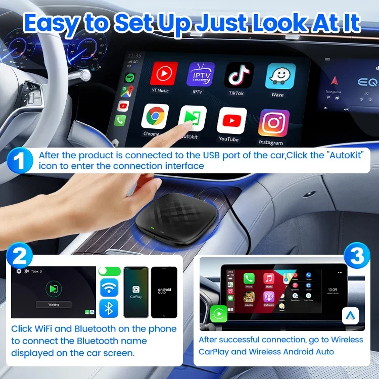 Carlinkit 64Gb SM6115 Tbox Mini S1 Ai Box Wireless Android 13 Auto Dongle Carplay Adattatore Video Car Play