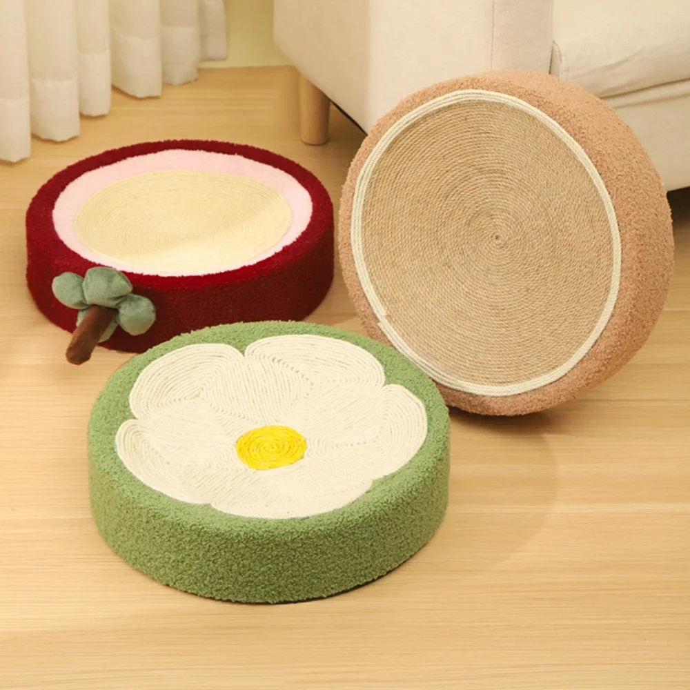 Cat Scratching Board 2 In 1 Cute Multifunction Weave Round Pet Supplies Sisal Cat Scratching Board House Pet Grinding Claws Toy