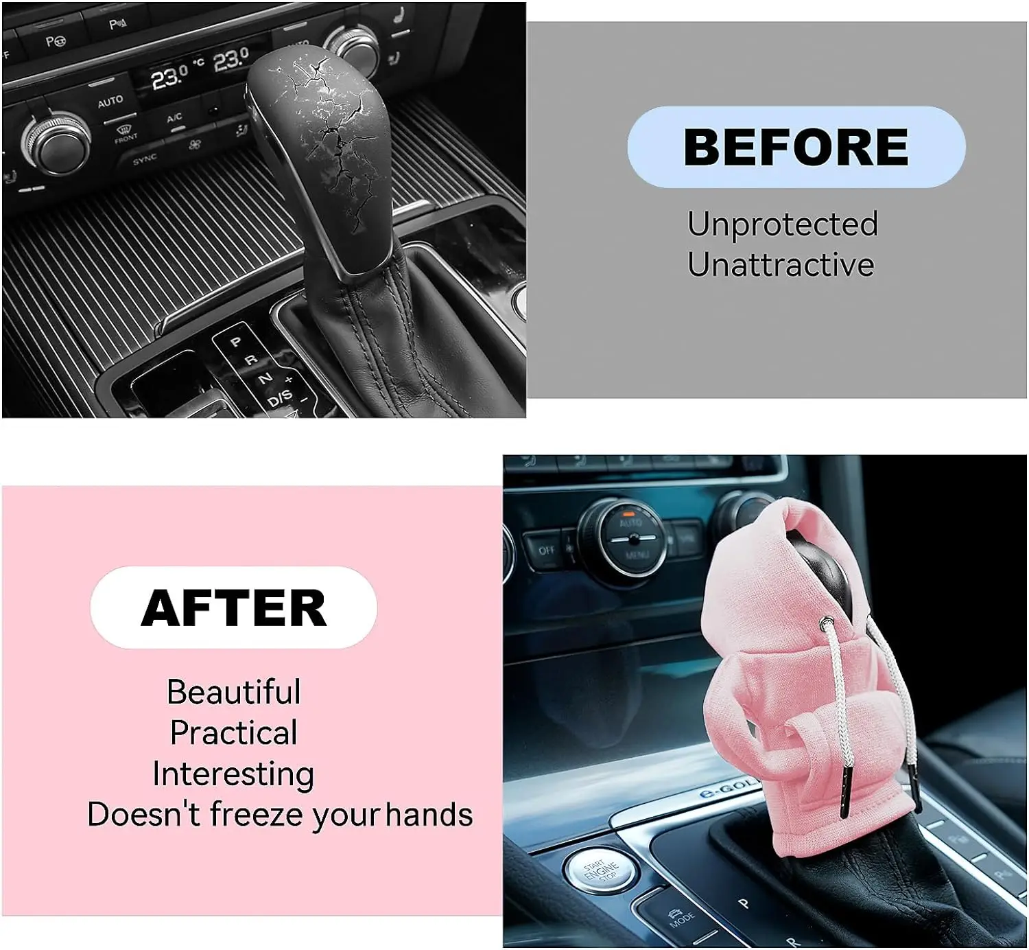 Gear Shift Hoodie, Gear Shift Cover, Car Shift Knob Hoodie, Mini Hoodie for Car Shifter, Automotive Interior Cute Gadgets Pink