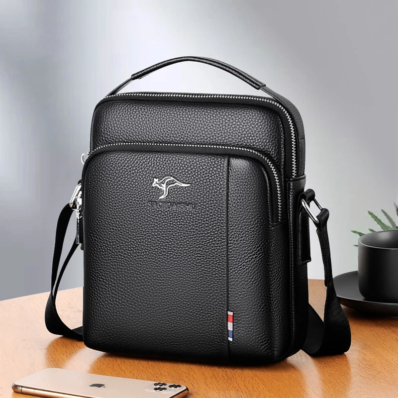 2023 Fashion Brand Business Men\'s Messenger Bag Genuine Leather Shoulder Bag Men Handbag Natural Cow Leather Man Crossbody Bag