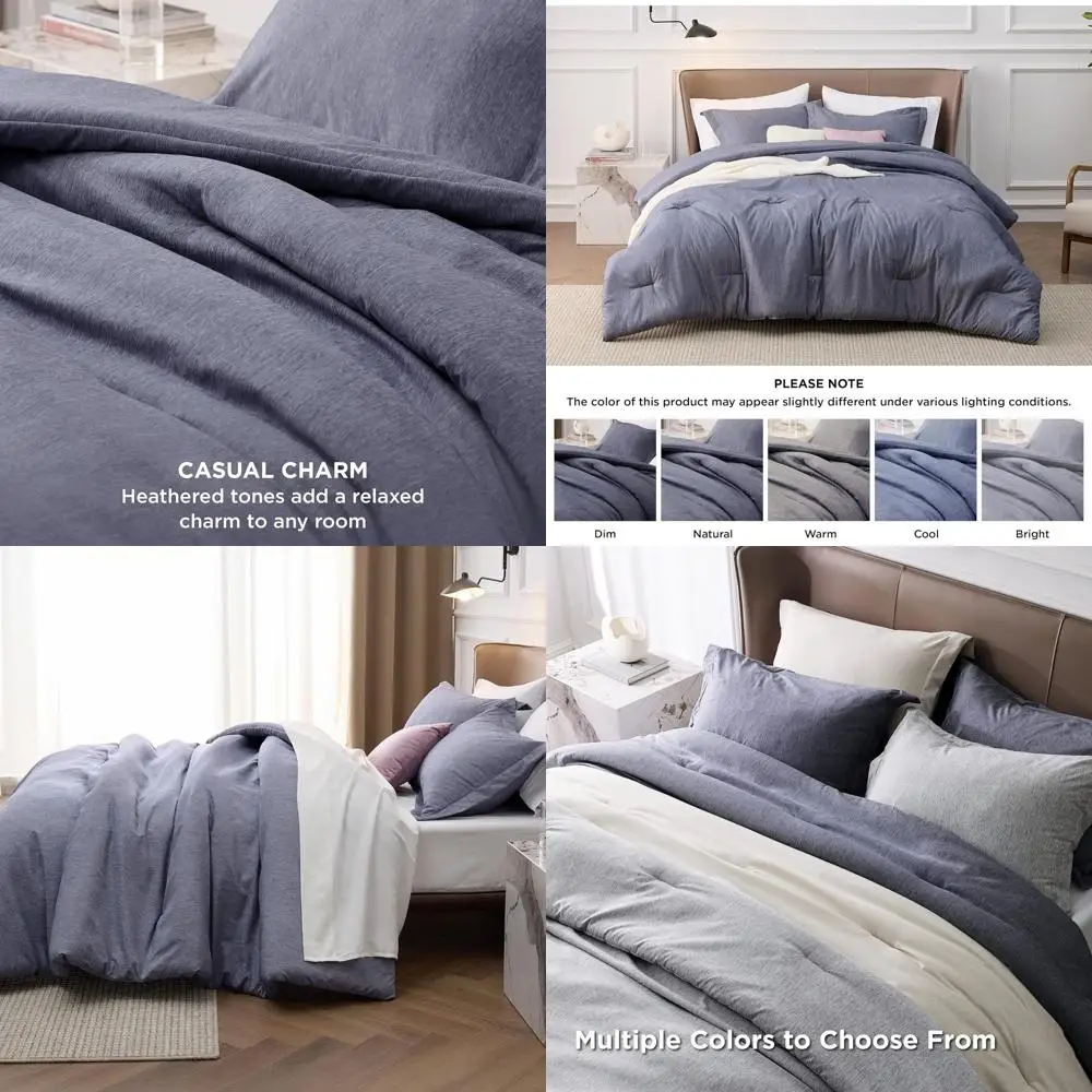 

Grey Denim-Style Comforter Set - All-Season Soft Bedding, 3-Piece, California King, 104x96 Comforter & 2 20x36 Shams