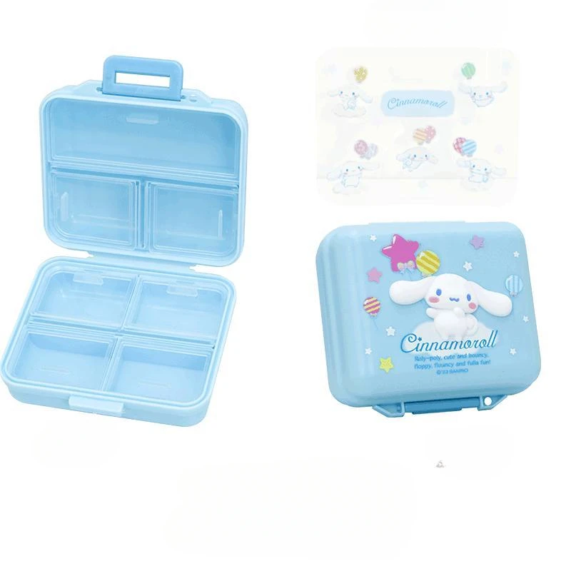 MINISO Hello Kitty Cute Creativity Mini Storage Box Weekly Packaging DIY Stickers Portable Moisture-proof Seal Small Pill Box