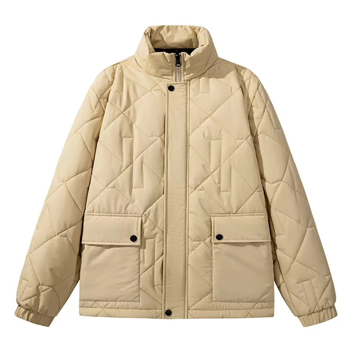 شتاء جديد عصري بلون الأمريكية الرجعية سميكة الدافئة سترة قطن الرجال عادية فضفاض الرياضة الراقية حجم كبير سترة #1