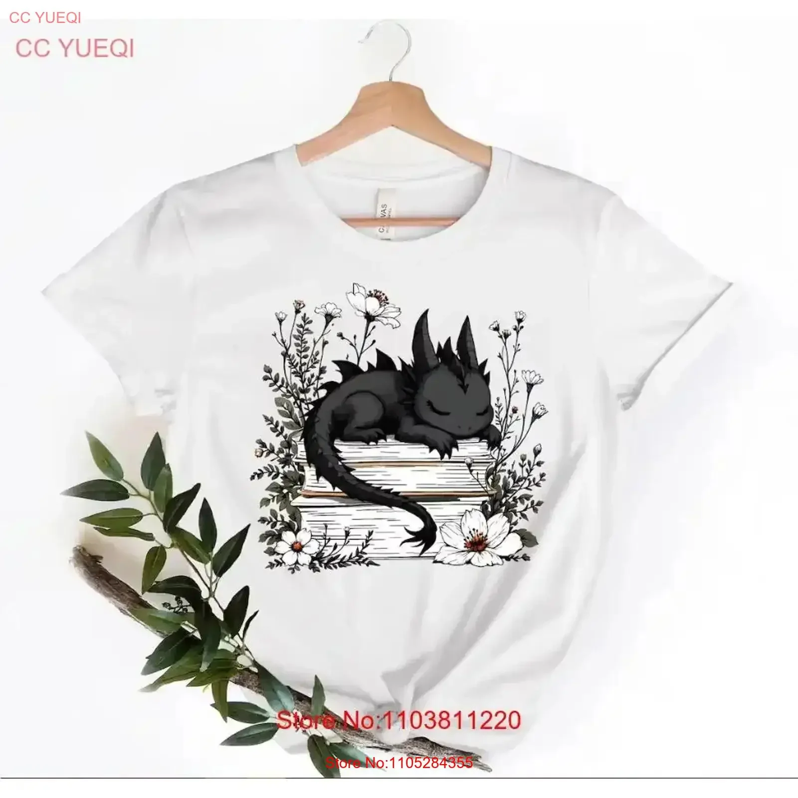 Floral Dragon Book Lover T Shirt Fantasy Bookworm Bookish vintage Washed Soft Breathable Comfortable homme Versatile streetwear
