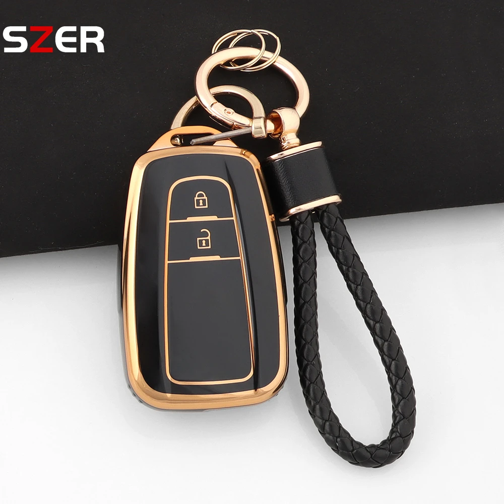 2-Tasten-TPU-Autoschlüsselhülle für Toyota Prius Camry Corolla CHR C-HR RAV4 Land Cruiser Prado Schlüsselanhänger Zubehör