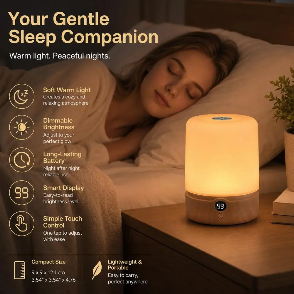 9 RGB Colors Night Light  Auto Shutdown Up To 10h Life Rechargeable Digital Screen Eye Protection Night Light Desk Dormitory
