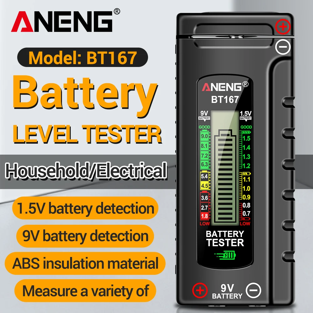 ANENG BT167 Portable Battery Tester Fast Measure Battery Level ABS Plastic Multifunctional Precise Measurement Test Tool