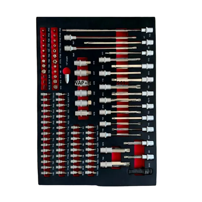 

252-Piece Flexible Combination Ratchet Wrench Set Red EVA Foam Tray Carbon Steel Garage Tool Trolley 1-Year OEM Auto Repair