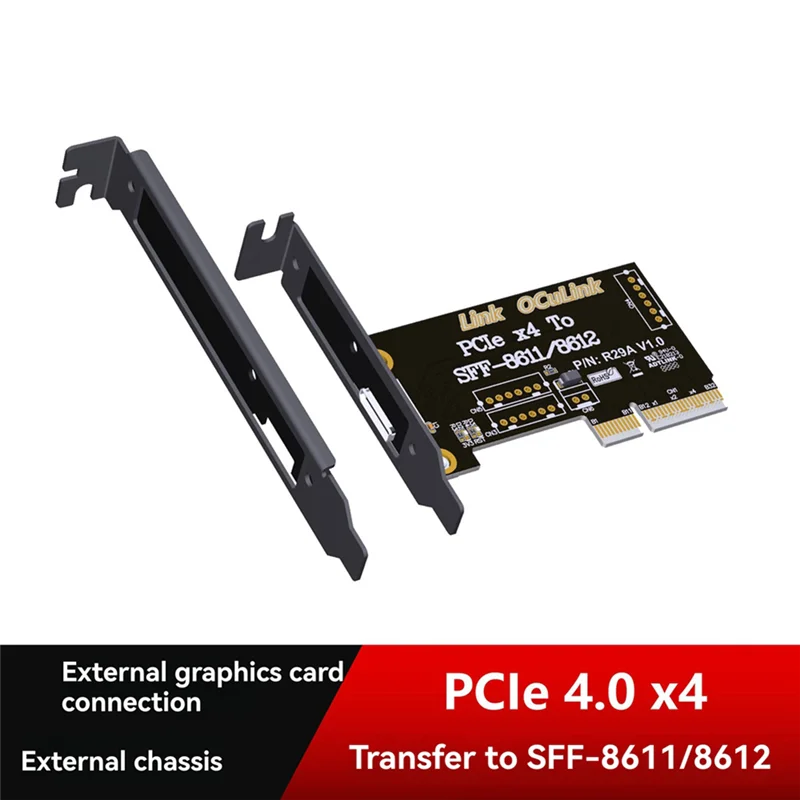 ABZW Pcie4.0 X4 zu SFF-8611/8612 Adapterkarte Pcie X4 4.0 Externe Hochgeschwindigkeits-Erweiterungsschnittstelle Externe Unterstützung Chassis