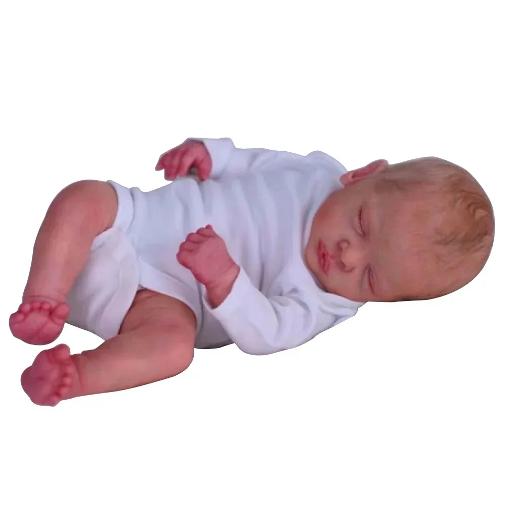 48cm Reborn Sleeping Romy Baby Doll Newborn Baby Doll Already Painted Finished Lifelike Soft Touch 3D Skin Hand-Draw Hair