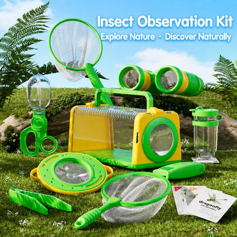Kids Outdoor Explorer Kit Insect Catcher Breathable Observation Box Telescope Whistle Nature Exploration Toy with Magnifier view 2