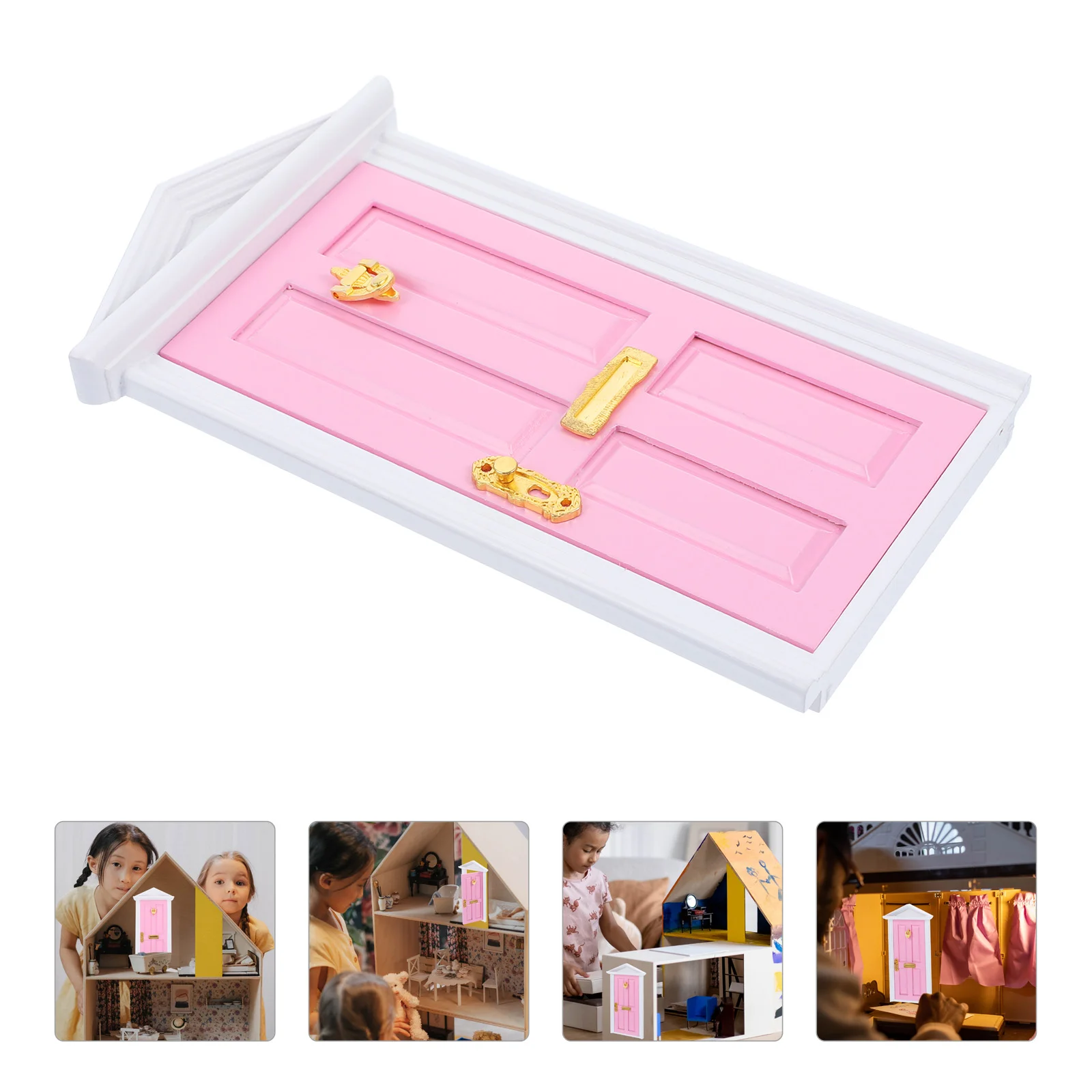 

Mini Wooden Door Furniture House Accessories Dollhouse Hardware Model Bamboo DIY