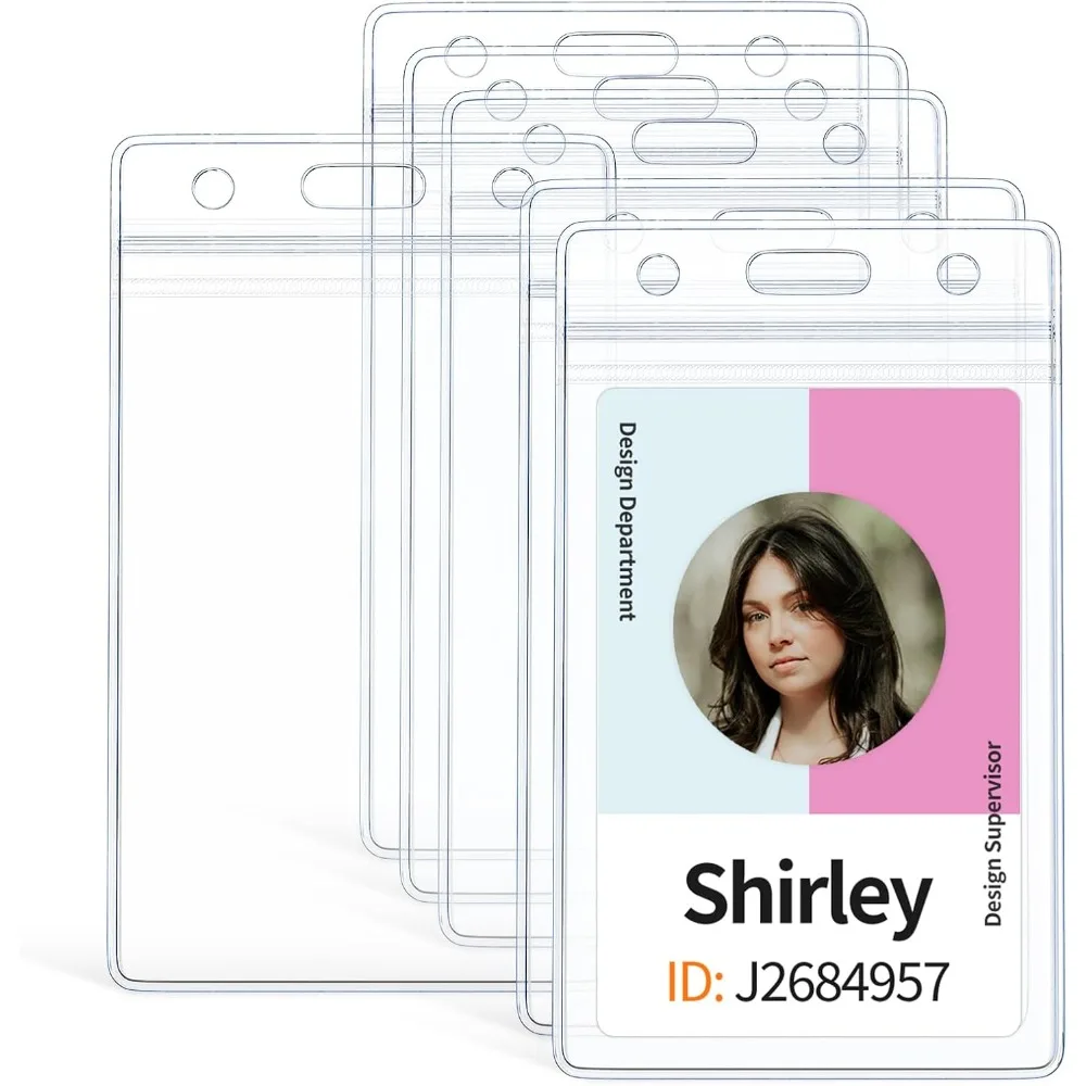 6 عبوات من حامل شارة الهوية العمودية، غطاء حماية شفاف مقاوم للماء، حقيبة حماية شديدة التحمل مع سحاب قابل للإغلاق - رائجة البيع! #1