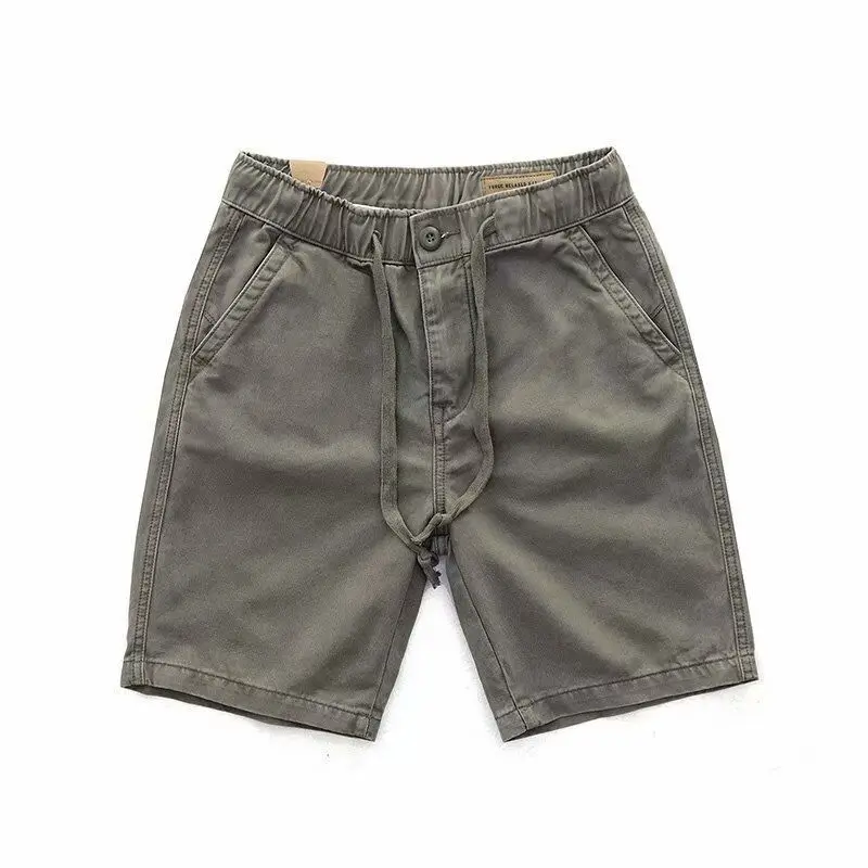 Calça masculina casual japonesa solta, moda de verão, comprimento médio, calça militar, Ins