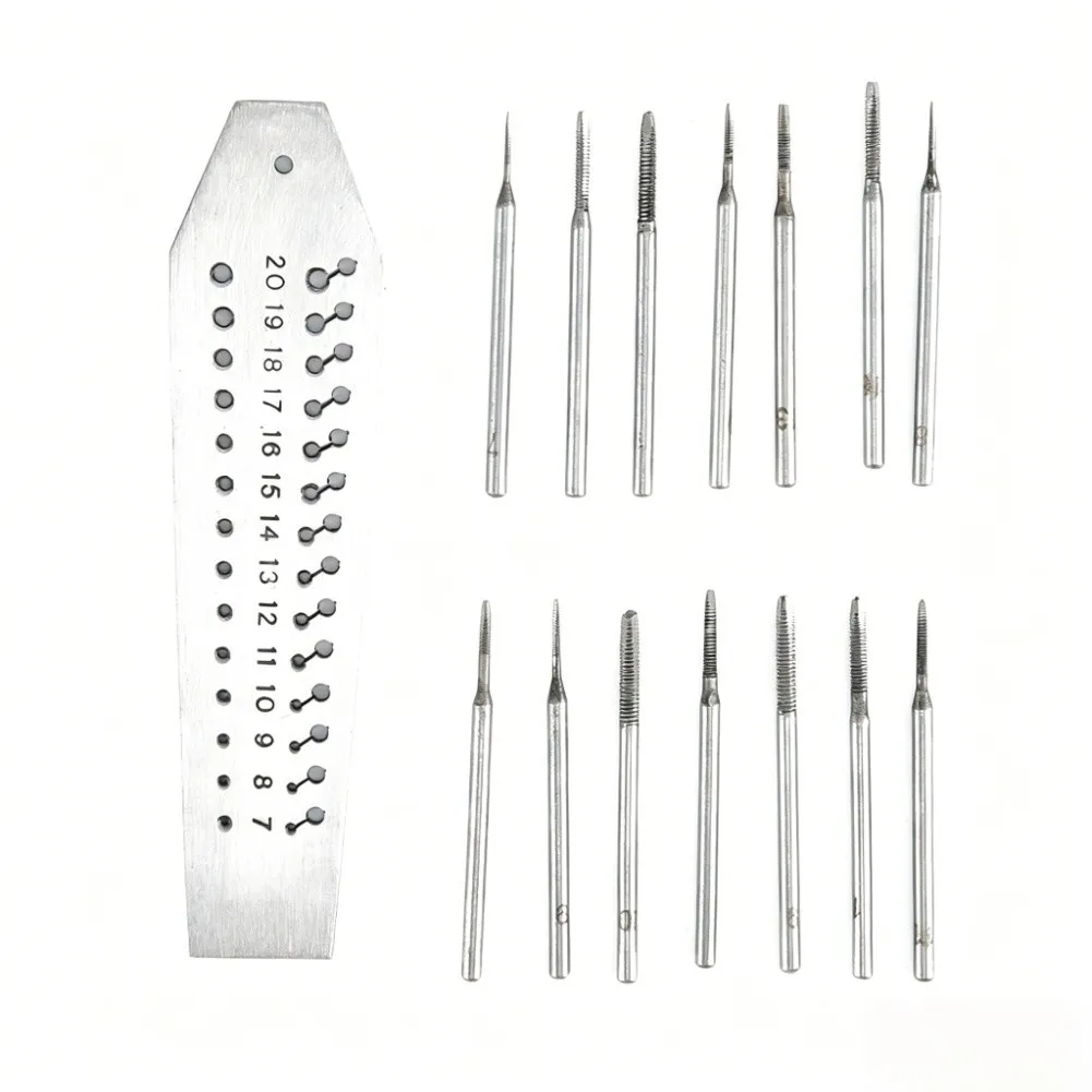 14PCS Metal Tap Die Kit 0.7mm-2mm for Fine Detail Work Including Watch Movement Maintenance and Jewelry Threads