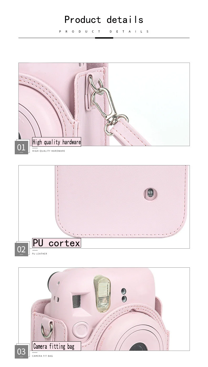 Für Instax Mini 12 Kameratasche PU-Leder Weiche Schutzhülle Reisetasche für Fujifilm Film Kameratasche mit Schultergurt – Detail 2