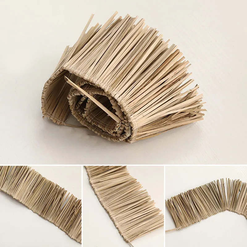 Lafite Grass Jute Fringe Trim Natural Raffia Straw Tassels Ornament Furniture Fringe Trim Wedding Garland Home Wall Decoration