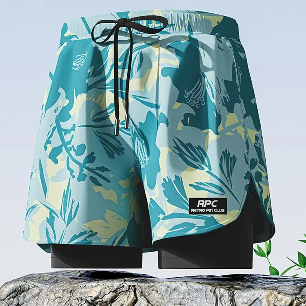 

L-5XL Men's Swimming Trunks Quick Drying Swimsuit Flat Angle Swim Trunks Thicken Five Point Style