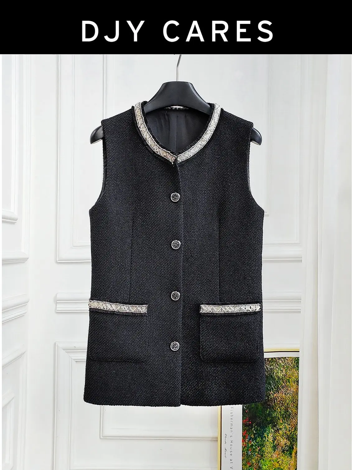 New Exquisite and beautiful blue tassel round neck vest big  size